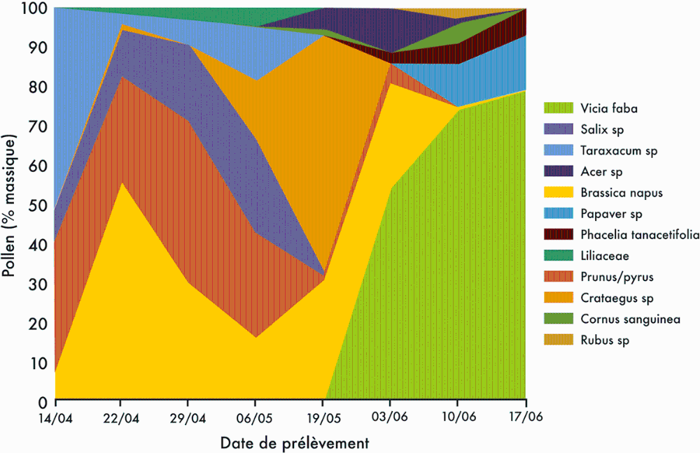 graphique origine pollen par abeille