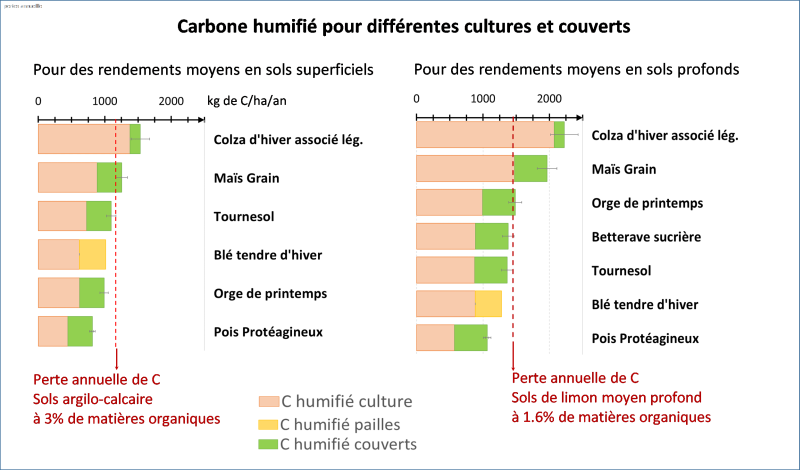 Graph carbone humifié pour différentes cultures et couverts