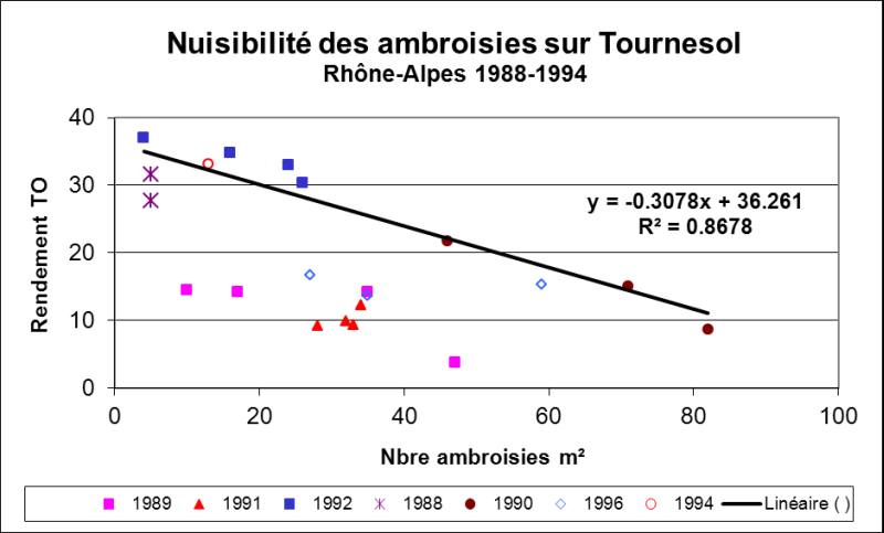 Nuisibilité ambroisie dans tournesol