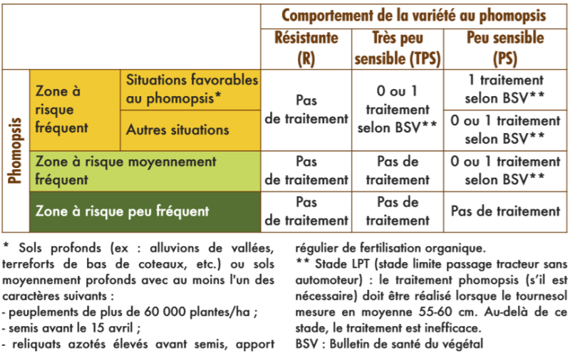 tableau risque phomopsis