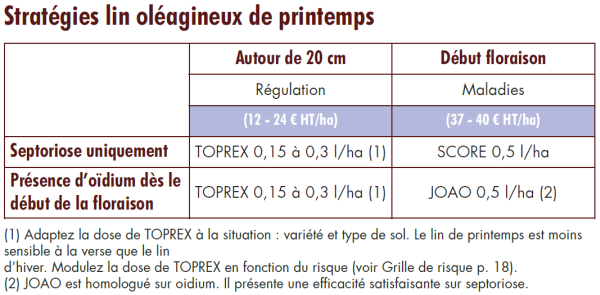 stratégie lin oléagineux de printemps oïdium et septoriose