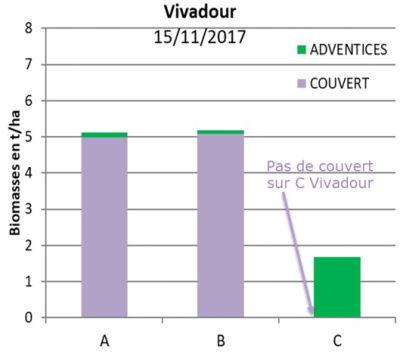 Biomasses du couvert et des adventices en entrée hiver 