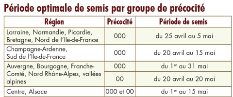 Période de semis du soja en fonction de la précocité de la variété